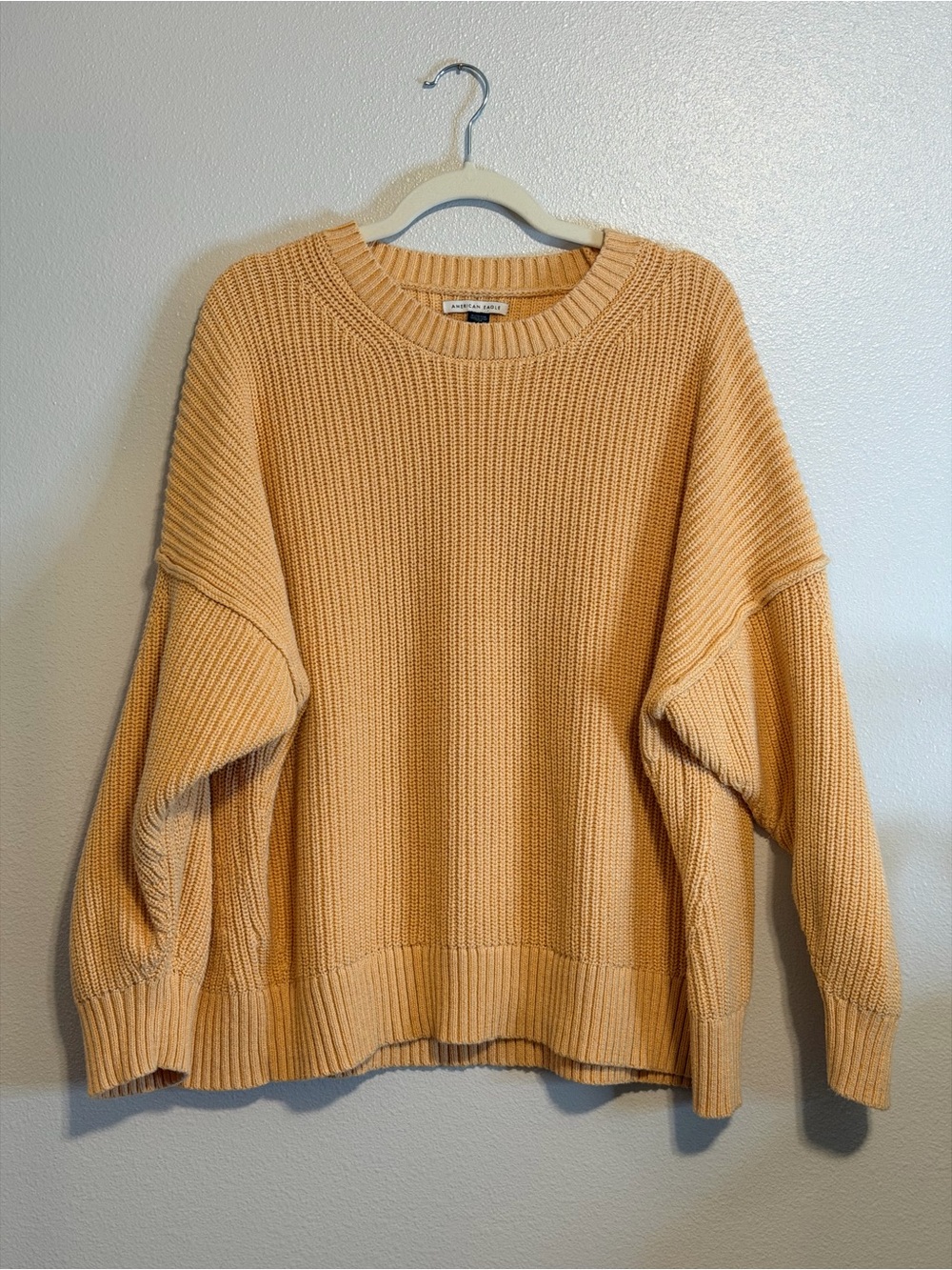 Chunky Crewneck Sweater in Peachy Orange